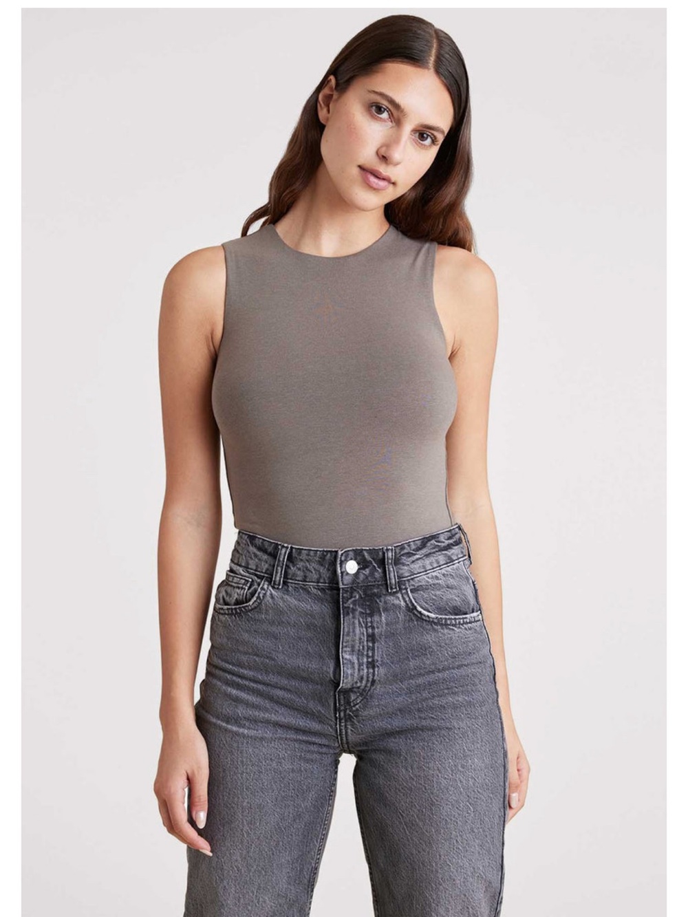 nuuds Women’s Classic Crew Tank Bodysuit in Coffee